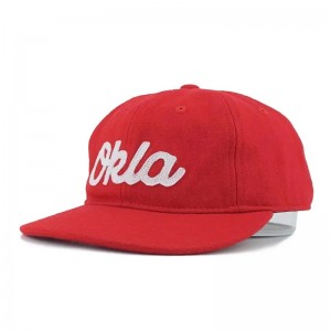 Flat Brim Unstructured 6 Panel Hat Adjustable Back Strap Embroidered Cap Custom Wool Unstructured 6 Panel Snapback Dad Hat Cap