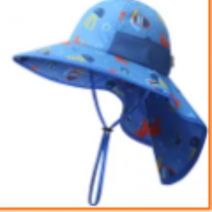 Custom Printed Cotton Beach Sun Hat Kids Summer Shield Bucket Hats With String