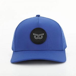 New Fashion Custom PVC Patch Logo 5 Panel Waterproof Polyester Sport Golf Hat,Laser Cut Perforated Dad Gorras,Rope Baseball Cap