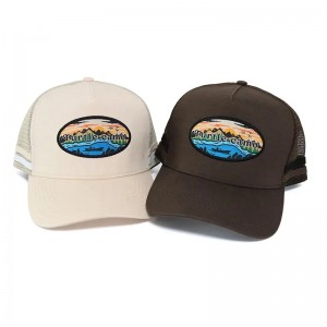 Classic Custom High Crown Australia Country Acrylic 5 Panel 3D Embroidered Logo Side 2 Stripe Trucker Hat Mesh Caps