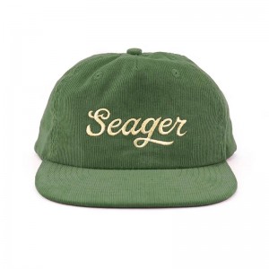 corduroy 5 panel embroidery logo caps unstructured snapback hats in bulk
