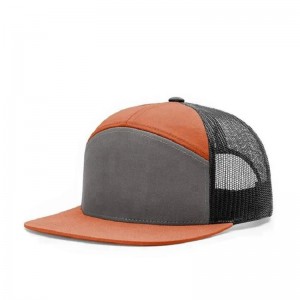 high quality custom plain 7 panel Mesh Trucker Hat Snapback hats