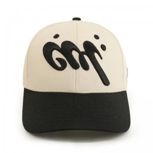 Custom Unisex Two Tone Baseball Hat 3D Embroidery Logo 6 Panel Curved Brim Baseball Cap