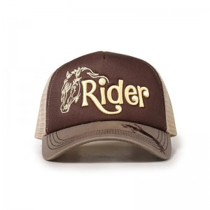 Good Quality Custom 3D Embroidered Logo 5 Panel Gorras Foam Mesh Trucker Cap Hat For Men