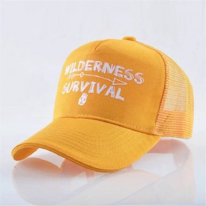 Custom Print Yellow Cotton Suede Embroidery Structured 6 Panel Mesh Caps Baseball Cap Trucker Hat