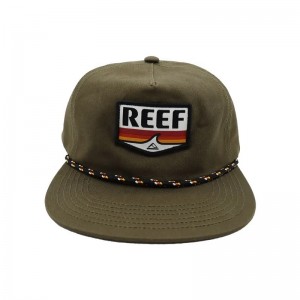 Unstructured Snapback Hats with rope Retro 5 Panels Woven Patch Label Cotton Twill Snapback Caps Sportman Hat