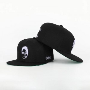 Custom 6 Panel Black Closed Back Flex Fit Gorras Cap Fitted Hat 3D Embroidery Logo Green Underbrim Hip Hop Snapback Cap