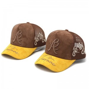 Factory Custom Suede Trucker Hat Embroidery Logo Brim Fair Mesh Trucker Hats