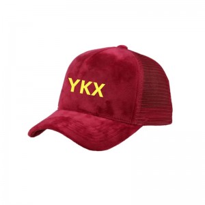 Factory Custom 5 Panel Velvet Mesh Trucker Cap 3d Embroidery Logo Suede Trucker Hat